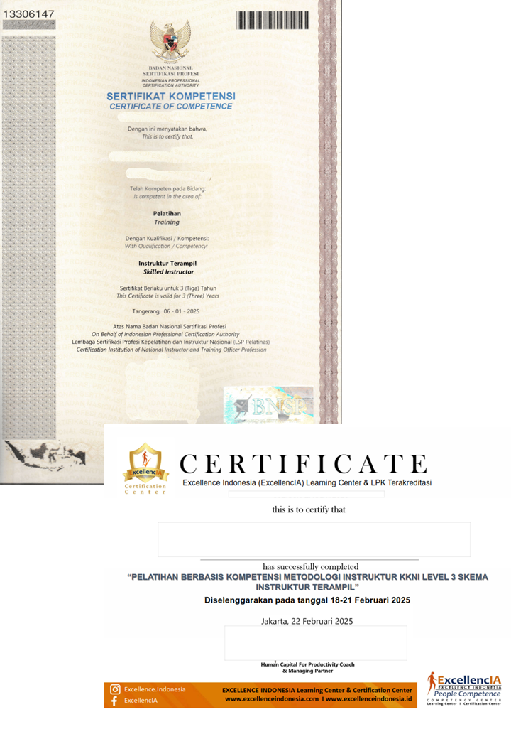 Sertifikat BNSP Trainer / Instruktur