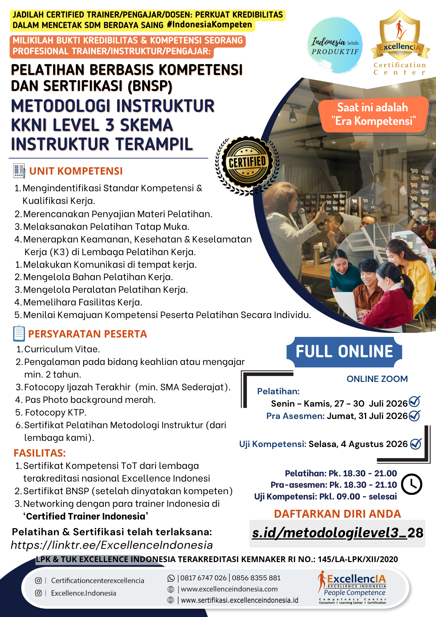 Flyer Pelatihan Metodologi Instruktur KKNI Level 3