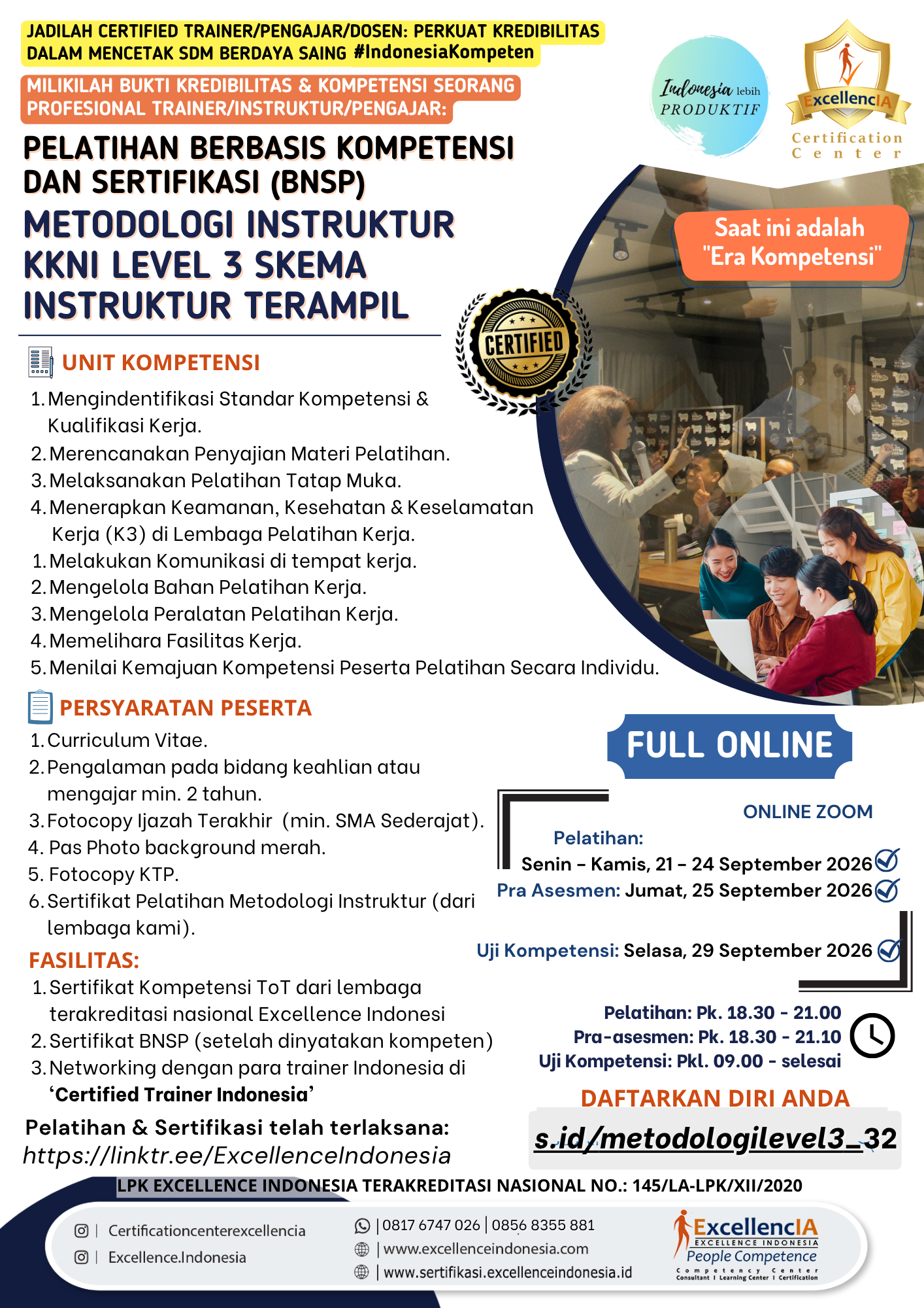 Flyer Pelatihan Metodologi Instruktur KKNI Level 3