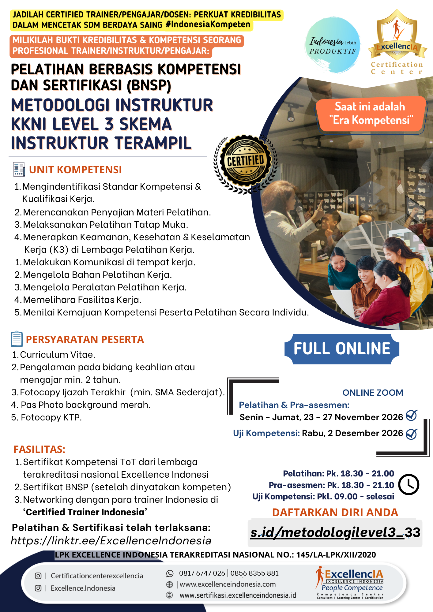 Flyer Pelatihan Metodologi Instruktur KKNI Level 3